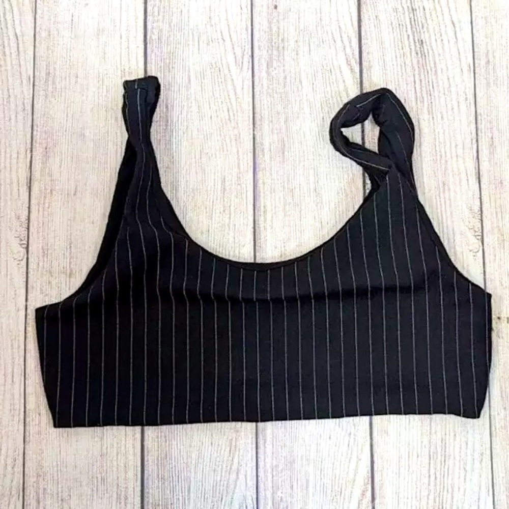 DANIELLE GUIZIO - Women’s LARGE Black Pinstripe Bra Crop Top